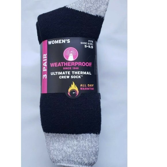 3 Pair Weatherproof Ultimate Thermal Crew Socks - Picture 2 of 2
